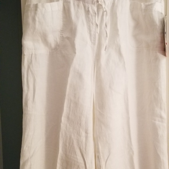 White linen wide leg pant - Picture 4 of 5